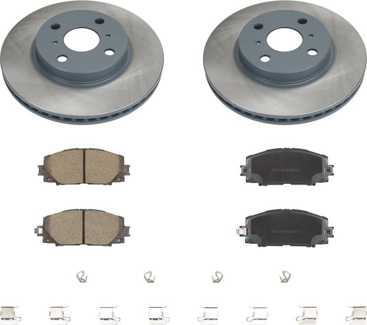 MOTEX Front Disc Brake Kit with Ceramic Brake Pads for 2004-2018 Toyota Yaris, 2012-2019 Prius C, 2013 Scion iQ (with 255mm Rotor)