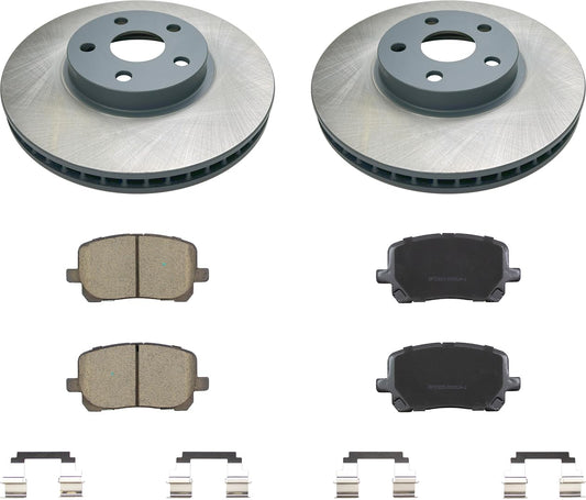 MOTEX Front Disc Brake Kit with Ceramic Pads for 2003-2008 Toyota Corolla 2003-2008 Matrix, 03-08 Pontiac Vibe (with 274.8mm rotor)
