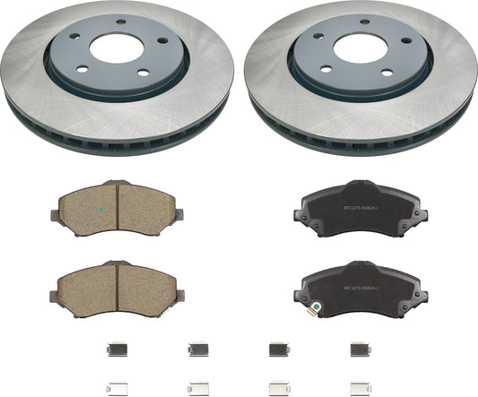 MOTEX Front Disc Brake Kit with Ceramic Brake Pads for 2008-2017 Dodge Grand Caravan, 2009-2011 VW Routan (with 302mm Rotor)