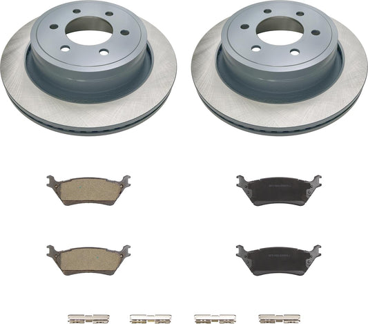 MOTEX Rear Disc Brake Kit with Ceramic Pads for 2012-2018 Ford F-150 with Manual Parking Brake (with 348mm rotor)