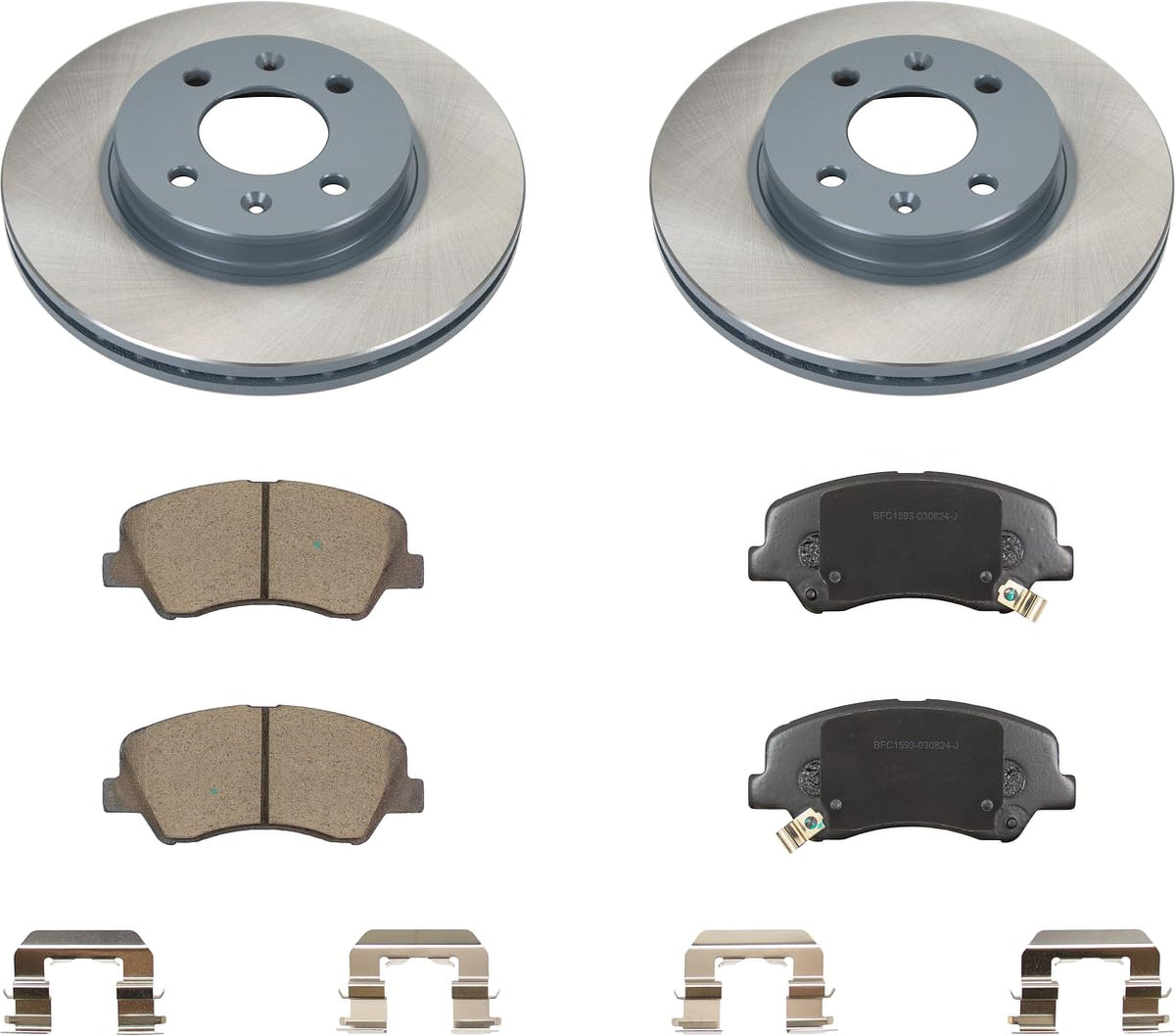 MOTEX Front Disc Brake Kit with Ceramic Brake Pads for 2012-2017 Hyundai Accent (with 256mm Rotor)