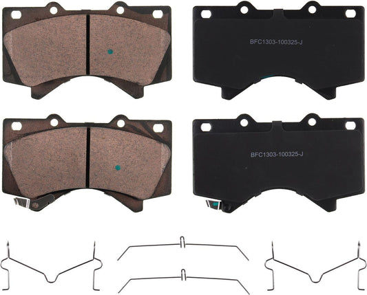 Motex Front Brake Pads BFC1303 Compatible with 2008-2011 2013-2021 Toyota Land Cruiser, 2007-2019 Tundra, 2008-2019 Sequoia, 2008-2011 2013-2021 Lexus LX570