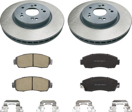 MOTEX Front Disc Brake Kit with Ceramic Pads for 2007-2016 Honda CR-V, 2011 Accord Crosstour, 2012 Crosstour, 2007-2012 Acura RDX (with 296mm Rotor)