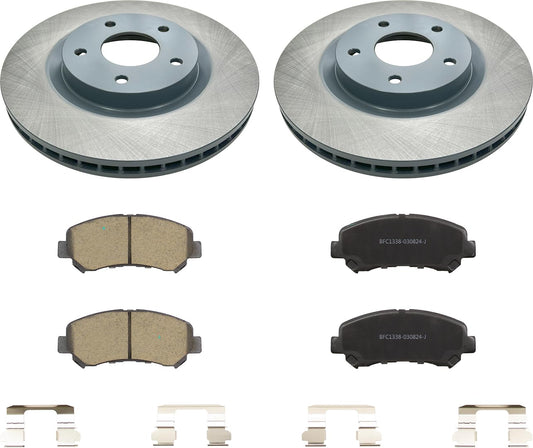 MOTEX Front Disc Brake Kit with Ceramic Pads for 2008-2013 Nissan Rogue 2014-2015 Rogue Select (with 296mm Rotor)