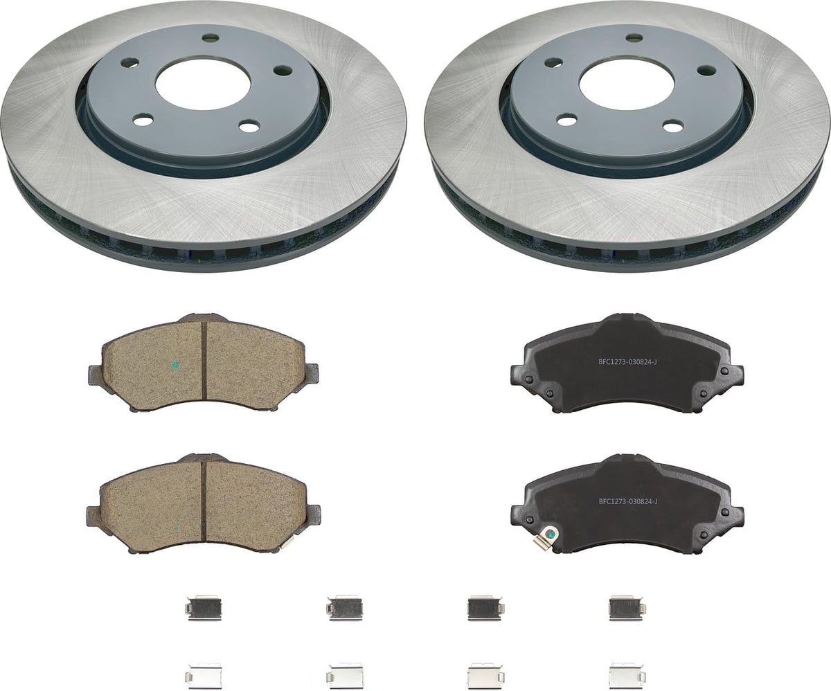 MOTEX Front Disc Brake Kit with Ceramic Brake Pads for 2008-2017 Dodge Grand Caravan, 2009-2011 VW Routan (with 302mm Rotor)