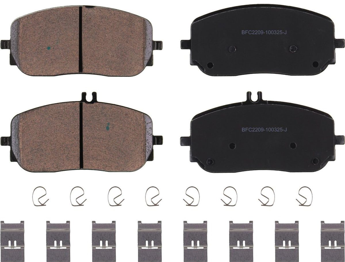 Motex Front Brake Pads BFC2209 Compatible with 2020-2025 Mercedes-Benz GLB250, 2020-2025 CLA250, 2021-2025 GLA250, 2022-2025 EQB 300, 2022-2025 EQB 350, 2019-2024 G550, 2020-2023 GLE350