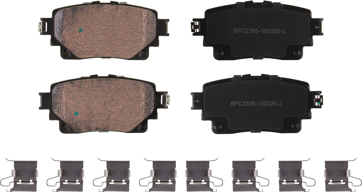 Motex Rear Brake Pads BFC2305 Compatible with 2020-2025 Toyota Highlander, 2021-2025 Sienna, 2024-2025 Grand Highlander, 2023-2025 bZ4X, 2023-2025 Crown, 2025 RAV4, 2021-2024 RAV4 Prime